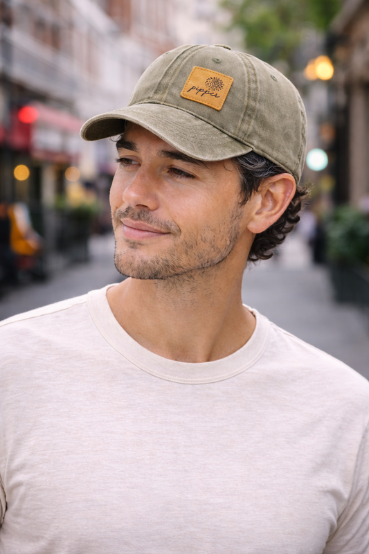 Gorra Origin verde oliva, efecto desgastado