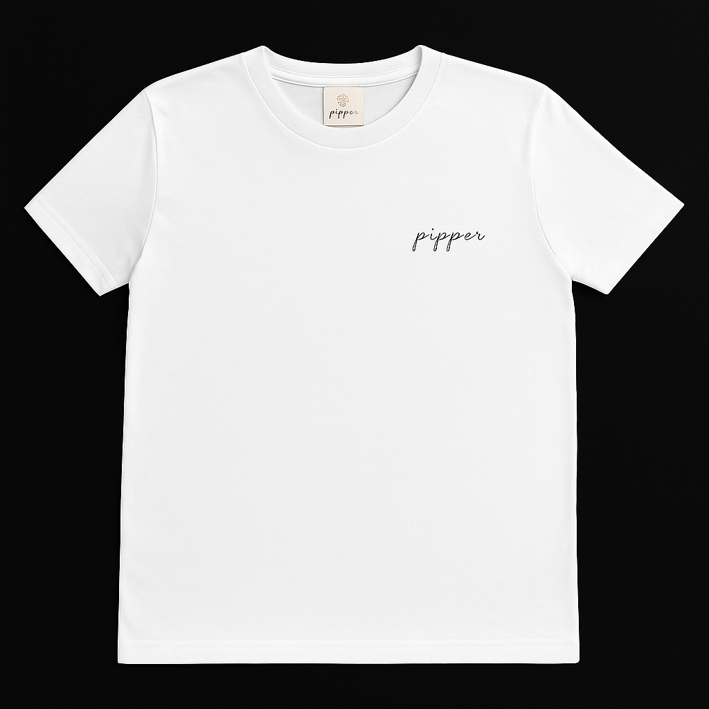 Camiseta blanca de hombre, logo pequeño