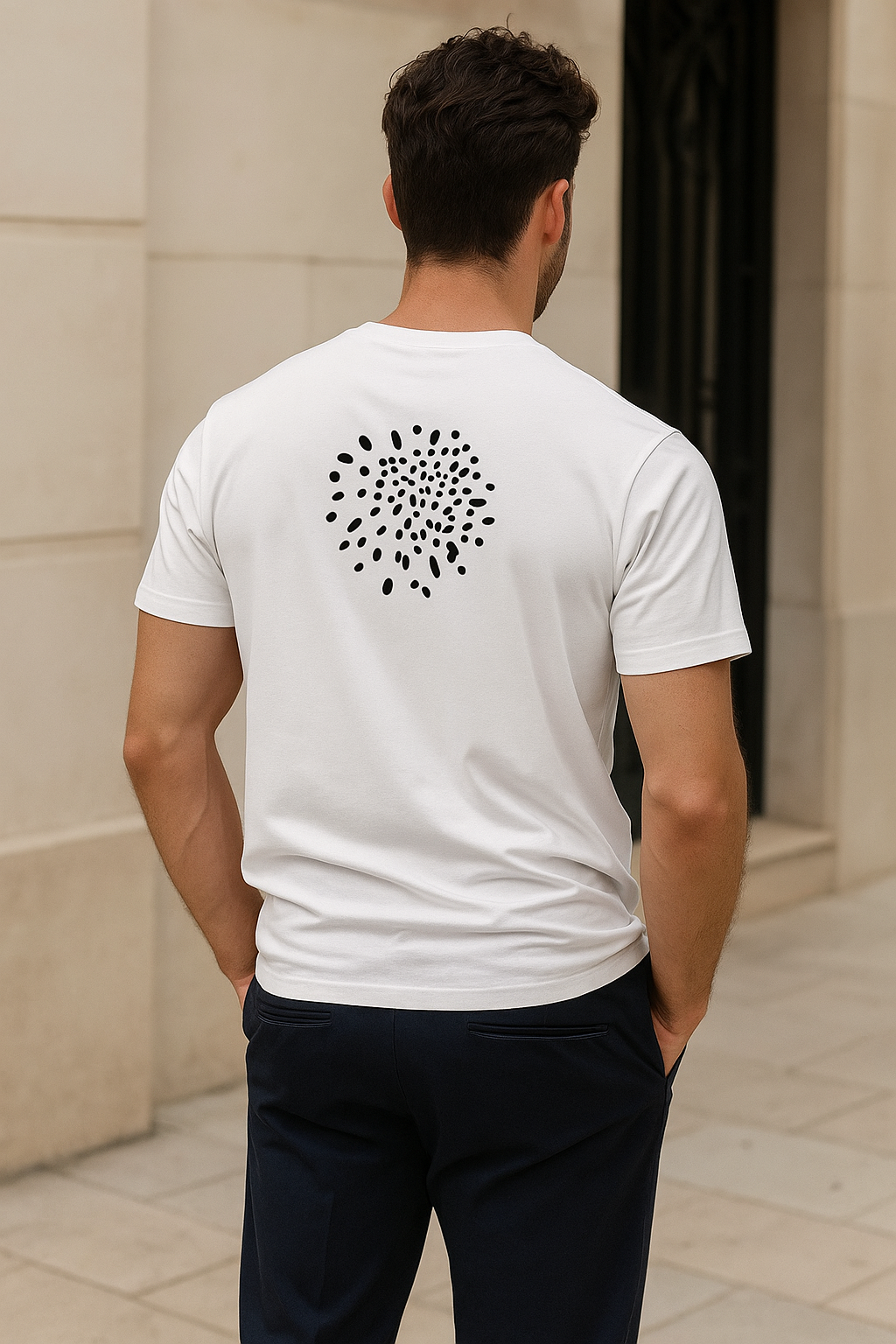 Camiseta blanca de hombre, logo grande